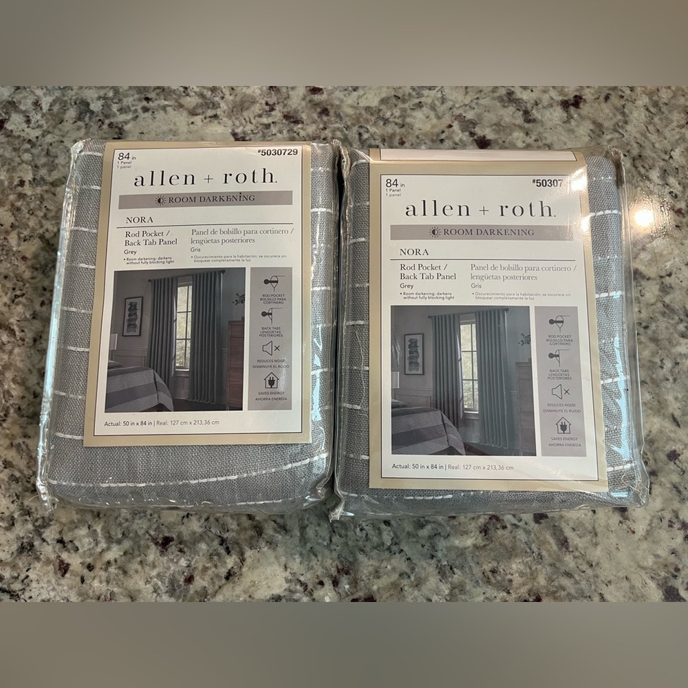 2PK Allen+Roth 50x84-in Grey Room Darkening Thermal Lined Grommet Curtain Panel - Picture 6 of 8